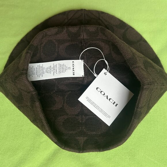 COACH SIGNATURE ROBOT PRINT KNIT BEANIE:NWT WALNUT/MULTI CX132 - Picture 8 of 9